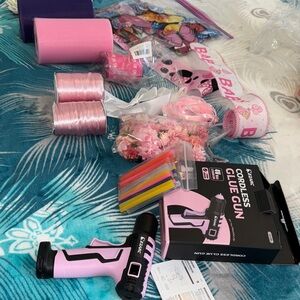 Pink Cordless Glue Gun Set for Baby Shower Decorations